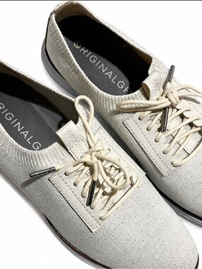 Cream Knit Lace-Up Women’s Sneakers